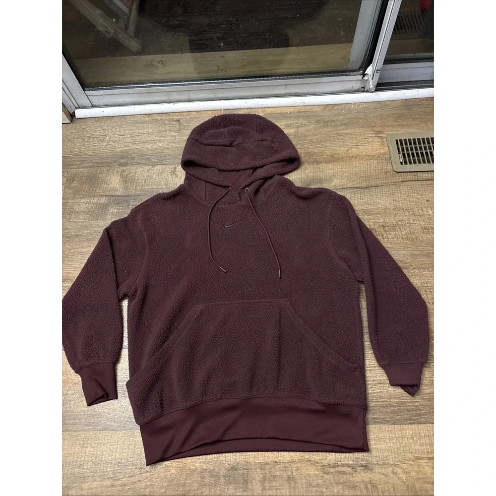 Nike Plush Fleece Pullover Hoodie Sportswear Women Size S Burgundy DQ6840-652